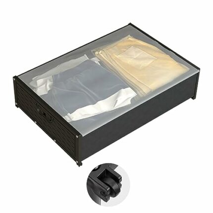 Under Bed Storage Containers with Wheels and Handles, Foldable Rolling Drawers Shoe Organizer, Tool-free Assembly Underbed Storage Containers for