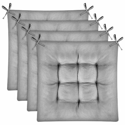 PLULON 4 Pack Chair Cushion Pads for Dining Chairs Soft Square Indoor Seat Pads Swinging Chair Cushions Seating Pillows with Ties for Kitchen Off