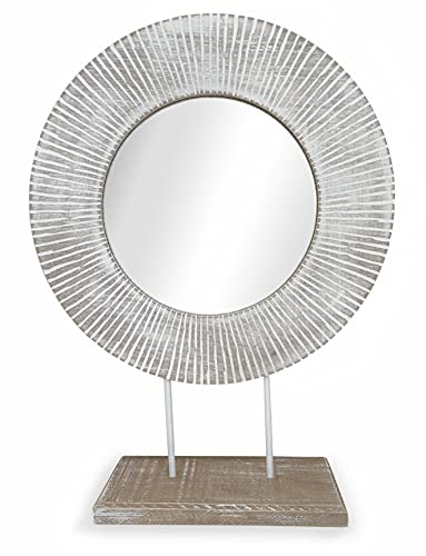 GreyZouq Scandinavian Style Table Mirror - Natural Wood Effect