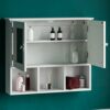 Bath Vida Priano Double Door Mirrored Bathroom Cabinet Storage Shelves Wall Mounted, White