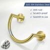 BigBig Home Gold Towel Holder, Bathroom Towel Ring Stainless Steel, Brushed Gold Hand Towel Racks Wall Mounted