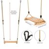 Wooden Swing Seat For Children And Adults,Garden Swing Seat With Adjustable Hemp Rope, Swing Seat For Garden Yard Indoor Outdoor Use Up To 100 Kg