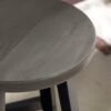 Walker Edison Rustic Metal and Distressed Wood Round Dining Stool, Pine, Grey, 24 Inch