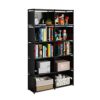 JIUYOTREE 6-Tiers Portable Bookshelf with Fabric Cloth at Back, 10 Cube Closet Storage Organiser Bookcase, Living Room,Study Room,Bedroom, Black
