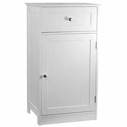 Bath Vida Bathroom Cupboard 1 Door 1 Drawer Floor Standing Cabinet Drawer Unit Storage, White