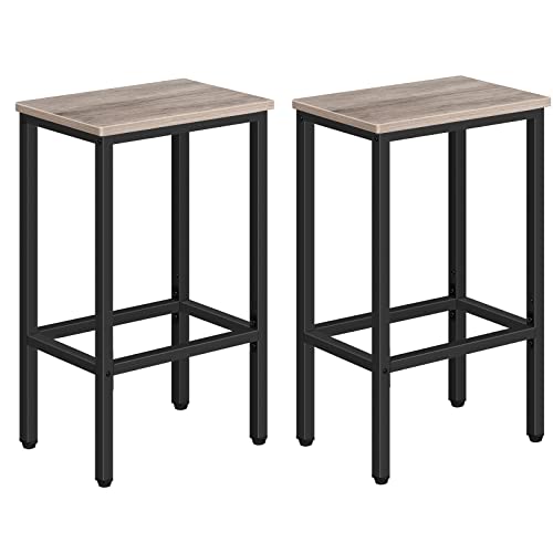 MAHANCRIS Bar Stools, Set of 2 Bar Chairs, Kitchen Breakfast Bar Stools with Footrest, 65.5 CM Dining Stools, Rectangular Industrial Bar Chairs,
