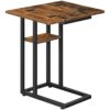 HOOBRO C Shaped Side Table, Foldable Sofa Side Table, Bedside Snack Table, Laptop Holder Table for Sofa, Small Spaces, Small Coffee Table, Living