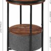 Industrial 2-Tier Round End Table, 15"D x 24"H Side Table with Full-Arrest Tray and Storage Basket, Home Office Coffee Snack Nightstand Bedside T