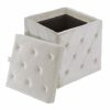 Inspire Me! Home Décor Genevieve Ottoman with Inset Faux Marble Tray Table Lid, Classy Sand Shell Soft Velvet, 43 x 43 x 43 cm, Glamorous Tufted