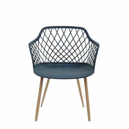 LUKEO Plastic Dining Chairs Hollow-Out Armchair Plastic Stool Creative Idea Furniture Multi-Scene (Color : Argento, Size : Light Grey)