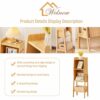 Welnow Natural Modern End Table, Solid Oak Wood Nightstand with 2 Tier Storage Space Open Shelf Side Table Cabinet Small Bedside Table Practical
