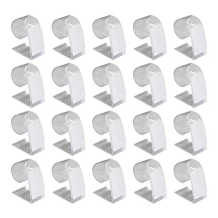 Faderr Tablecloth Clips, Table Skirt Clip, Table Skirt Clip with Ve-lcro, Clear Table Cover Cloth Clamps Holder with Hook and Loop for Wedding Ba