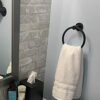 Towel Ring 4 Pack Hand Towel Holder for Bathroom Wall Mounted,Towel Holder,Towel-Racks,Simple Round Towel Hanger SUS 304 Stainless Steel (Black)