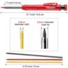 Hiboom 2 Pack Solid Carpenter Pencil with 14 Refill, Long Nosed Deep Hole Mechanical Pencil Marker with Built-in Sharpener for Carpenter Woodwork