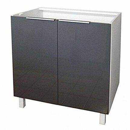 Berlioz Creations CP8BG 2 door kitchen base cabinet High Gloss Grey 80 x 52 x 83 cm