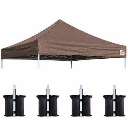 Eurmax USA Canopy Replacement Top Only,10x10 Pop Up Canopy Tent Top Cover,Choose 30 Colors,Bonus 4PC Pack Canopy Weight Bag (Cocoa)