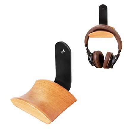 ggf Headphone Hanger Holder PC Gaming Headset Stand Hook Desk Earphone Hanger Stand wall Mount with Beech Headrest for Over-ear Headphones(Beech-