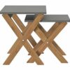 Amazon Brand - Movian Rectangular Nest of Tables, Natural Solid Oak Legs and Grey Color Painted Top, 60 cm x 43 cm x 44.8 cm / 42 cm x 43 cm x 36