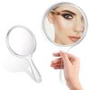 Handheld Mirror 2 Piece Travel Handheld Mirror Mirror Multi-Purpose Hand Mirror Makeup Mirror with Handheld Magnifying Makeup Mirror with 3X Doub