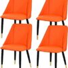 dining chair Office Reception Chairs Business Dining Chairs Set Kitchen Dining Chairs Set of 4 Matte Leather Upholstered Accent Chairs Modern Liv