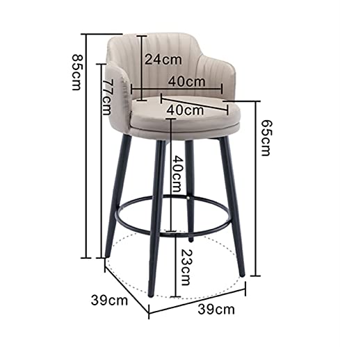 DWILKE 26 Inch Counter Height Bar Stools Set of 3 Swivel Barstools with Low Back Kitchen Island Bar Chair with Arms, Nappa Leather Metal Base Uph