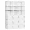 SONGMICS Shoe Boxes, Set of 18 Plastic Shoe Storage Organisers, Stackable and Foldable for Trainers, Fit up to UK Size 9, 9 Transparent Bins and 