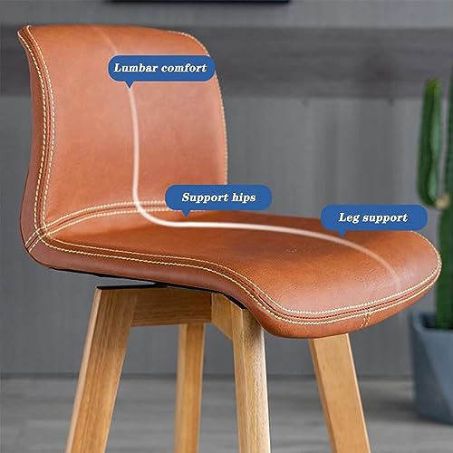 N/A Bar Stools Set of 2, Swivel Bar Chair Rubberwood High Stools, with Upholstered Backrest Seat & Footrest, for Kitchen Counter Dining Room Isla