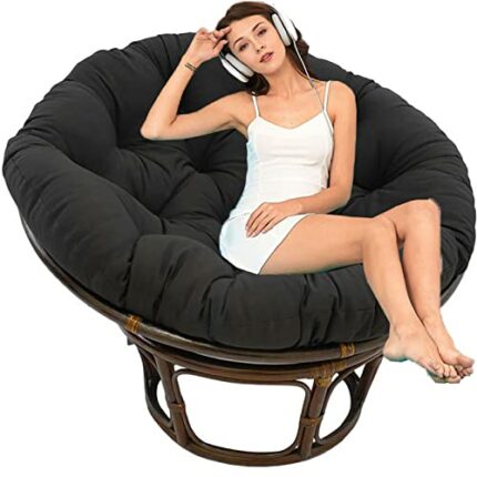 PUDLVA Papasan Chair Cushion, Overstuffed Round Papasan Chair Cushion, Large Comfortable Seat Cushion, Waterproof Rocking Chair Cushion, Indoor A