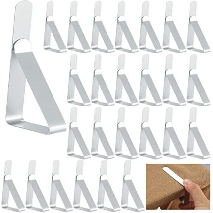 30 Pcs Tablecloth Clips, Table Cloth Clips, Stainless Steel Table Cover Clamps, Adjustable Table Cloth Holders Clips for Indoor & Outdoor, Picnic