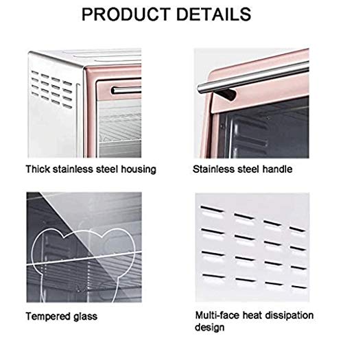 QUIM Toaster Oven, Heat Countertop Toaster Oven, Stainless Steel, Extra Large Capacity, Pink