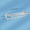Towel Rack Wall Mounted Bathroom Stainless Steel Double Layer Shelf Flip and Foldable Anti Rust Towel Bar With 4 Hooks for Kitchen Hotel Shower R