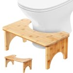 Geelin 2 Pack Bamboo Toilet Stool for Adults, 6.5" Poop Stool, Wood Bathroom Toilet Poop Stool with Non Slip Mat for Adults Children, Healthy Por