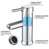 Solepearl Basin Tap Mixer Bathroom Solid Brass Hot and Cold Basin Mixer Tap Bathroom Sink, Modern Single Lever Bathroom Sink Tap with UK Standard