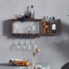 PIBM Fashion Creative Wall Mounted Wine Rack, Wooden Hanging Goblet Holder Inverted Cup Frame for Restaurant Living Room Bar J1030