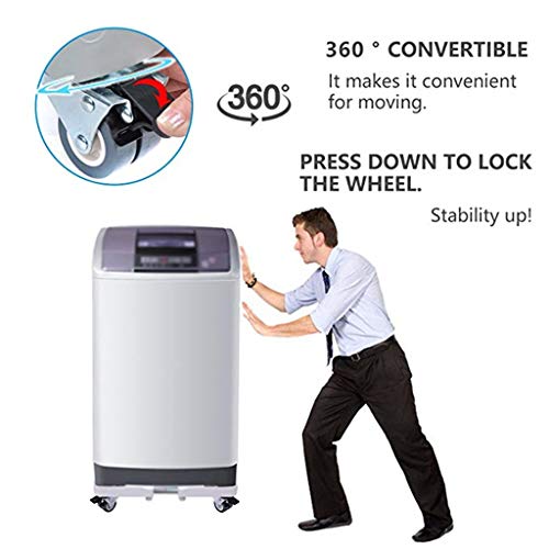 JJZXD Movable Refrigerator Floor Trolley Fridge Stand Washing Machine Holder 4 Strong Feet Mobile Stand with Brake Wheel 500kg