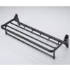 -Shelf,Towel Rack Foldable Double Row Towel Rack, Aluminum Wall Mounted Towel Rail, Black Towel Holder for Bathroom Kitchen Storage