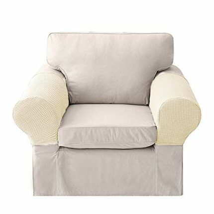 Golden Apple LERTREE 1 Pair Sofa Arm Slipcovers Elastic Sofa Armrest Protectors Removable Chair Sofa Armrest Covers (Beige)