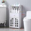 DINGZZ Floor Standing Bathroom Cabinet Storage Home Furniture Washbasin Shower Corner Shelf Rack for Plants Sundries Storage Organizer