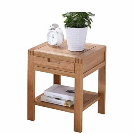 LUKEO Bedside table - Sofa Side Table Snack End Table, End Side Table Nightstand with Storage Drawer Solid Wood Legs Living Room Bedroom Furnitur