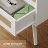 SUPERJARE Nightstands Set of 2, Bedside Tables with PE Rattan Drawers, Rattan Side Table with Storage & Solid Wood Feet, End Table for Bedroom, W