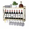 EYLINK Wine Racks,Vintage Wine Bottle Rack Wall Hanging | Metal Wine Rack Wall Mount | Wall Shelf Storage Storage Rack | Hanging Wine Glass Rack