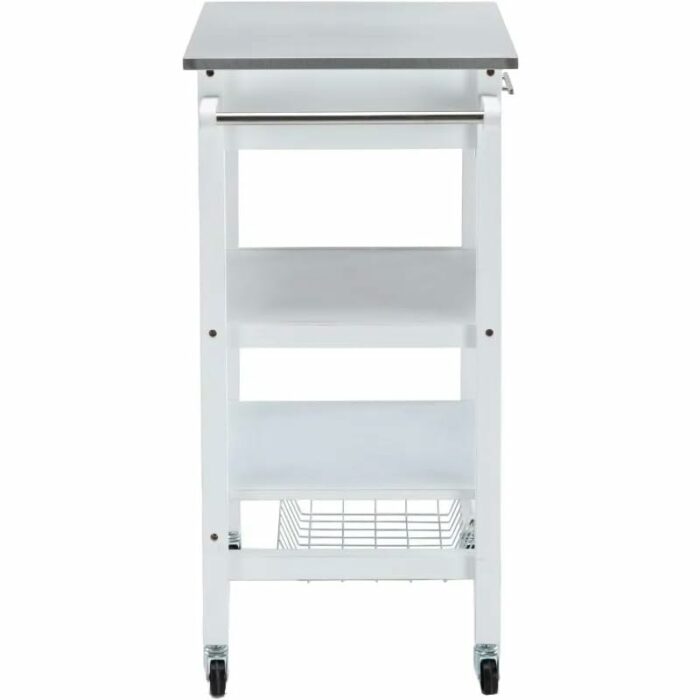 JJZXD Kitchen Cart With Stainless Steel Top, Rolling Cart