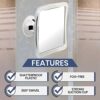 MIRRORVANA Fogless Shower & Shaving Mirror with Upgraded Suction Mount for Bathroom, Anti Fog & Mist Free Shatterproof Surface and 360° Swivel, 1