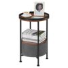 Industrial 2-Tier Round End Table, 15"D x 24"H Side Table with Full-Arrest Tray and Storage Basket, Home Office Coffee Snack Nightstand Bedside T