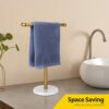 Hand Towel Holder Gold, Hand Towel Rack Stand with Heavy Weighted Base, Countertop Hand Towel Holder Stand for Bathroom，SUS304 Stainless Steel (G