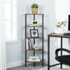 HOOBRO Corner Shelf, Storage Shelving Unit, Corner Bookcase, 5-Tier Freestanding Bookcase for Living Room, Bedroom, Office, Rustic Brown EBF33CJ0