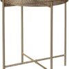 Round Side Table Gold End Table, Metal Tray Snack Table Coffee Tea Table Nightstand Sofa Table for Living Room Bedroom Balcony Patio, Living Room