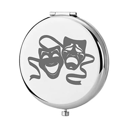 KEYCHIN Comedy Tragedy Mask Pocket Mirror Drama Theater Gifts Drama Mask Compact Makeup Mirror for Drama Actor Actress (Comedy Tragedy Mirror)