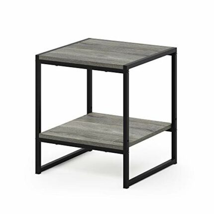 FURINNO End Tables, Wood, one size, French Oak/Grey, 40 (W) x 46 (H) x 40 (D) cm