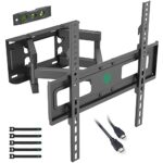 TIPTOP GEAR TV Wall Bracket for 32-60 Inch Flat & Curved TVs, Swivels Tilts Extends, Double Arm Full Motion TV Wall Mount Holds up to 45kg, Max.